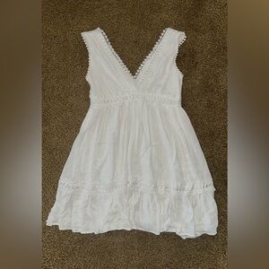 Fun Festival style White Sleeveless Mini Dress